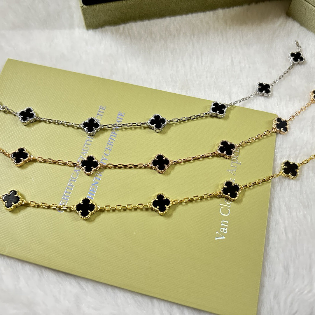[BLUE TEARS]CLOVER 6 MOTIF  ONYXS BRACELET