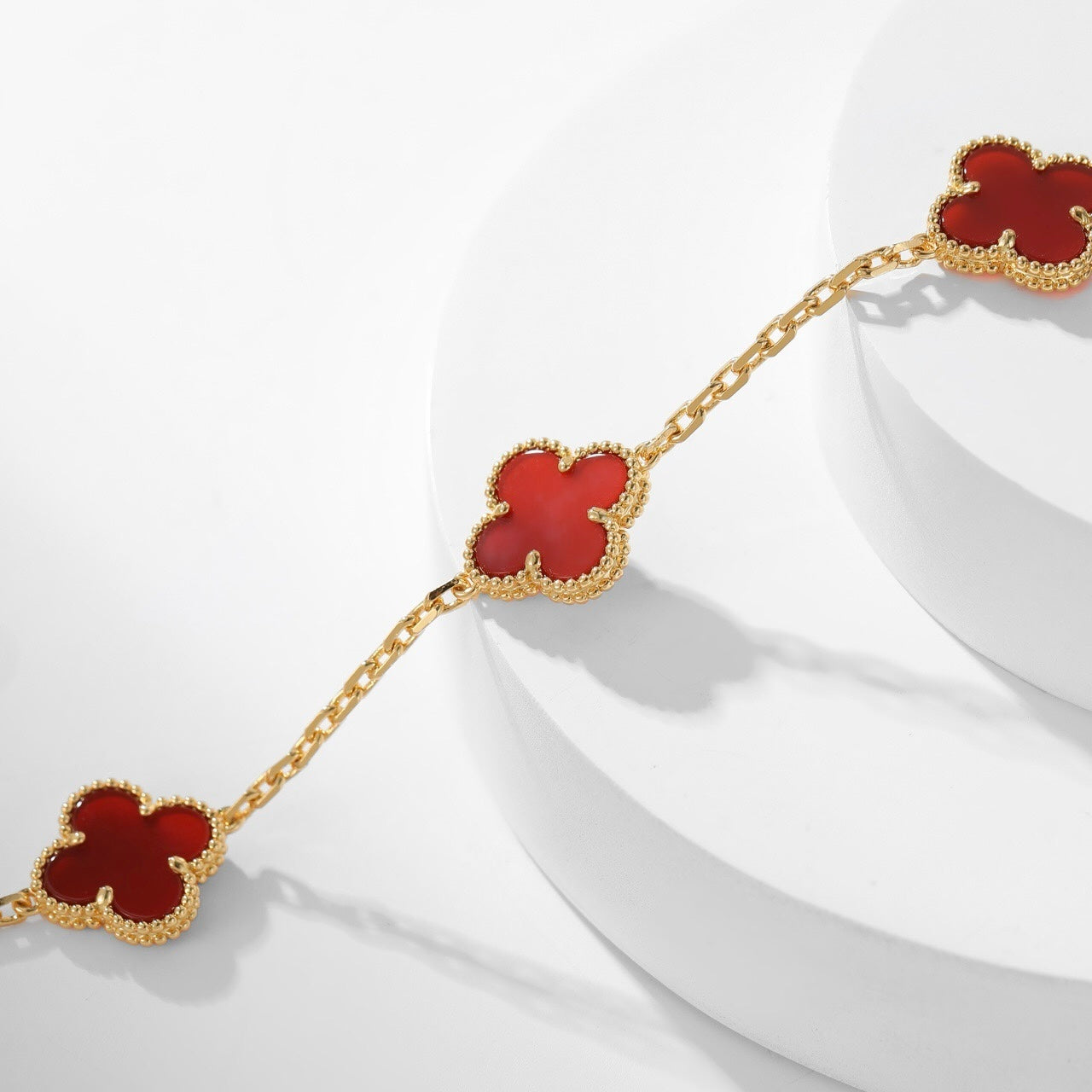 [BLUE TEARS]CLOVER 10 MOTIFS CARNELIAN NECKLACE