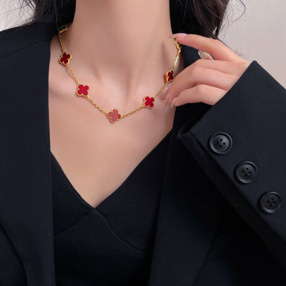 [BLUE TEARS]CLOVER 10 MOTIFS CARNELIAN NECKLACE