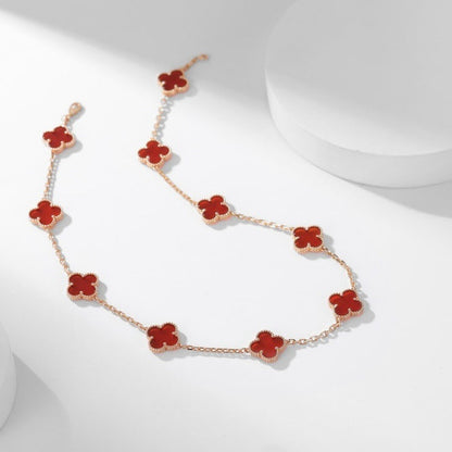[BLUE TEARS]CLOVER 10 MOTIFS CARNELIAN NECKLACE