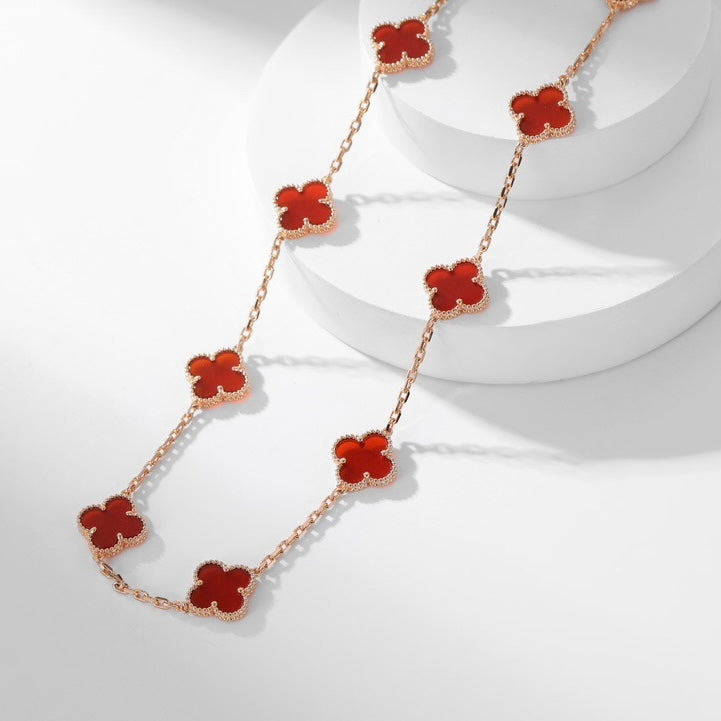 [BLUE TEARS]CLOVER 10 MOTIFS CARNELIAN NECKLACE