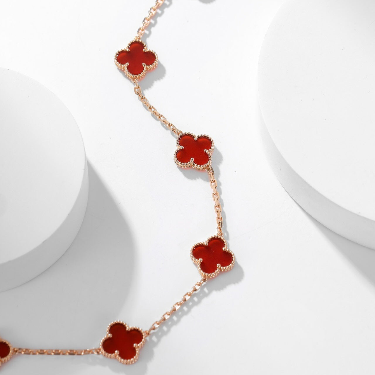 [BLUE TEARS]CLOVER 10 MOTIFS CARNELIAN NECKLACE