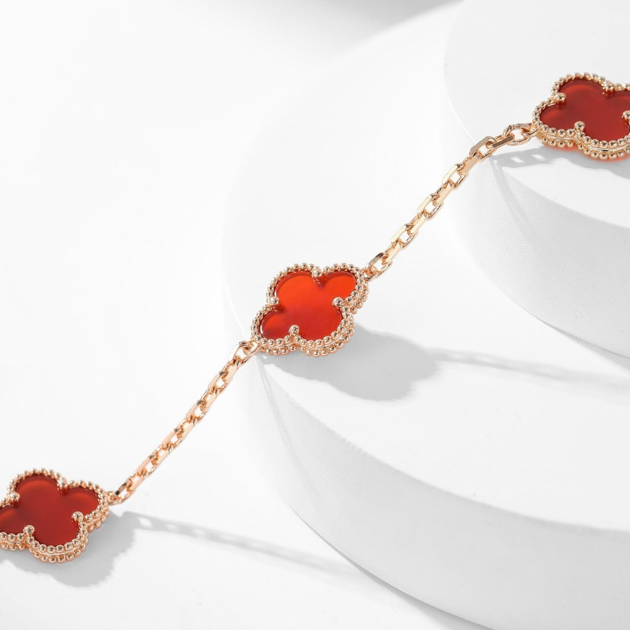 [BLUE TEARS]CLOVER 10 MOTIFS CARNELIAN NECKLACE