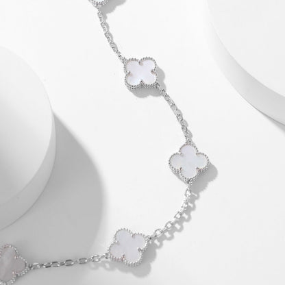 [BLUE TEARS]CLOVER 10 MOTIFS WHITE MOTHER OF PEARL NECKLACE