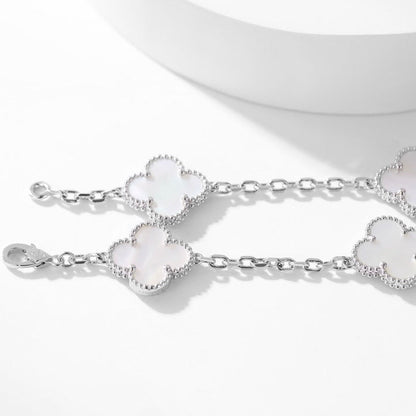 [BLUE TEARS]CLOVER 10 MOTIFS WHITE MOTHER OF PEARL NECKLACE