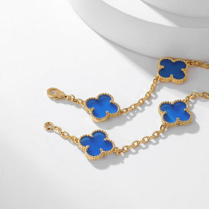 [BLUE TEARS]CLOVER 10 MOTIFS BLUE AGATE NECKLACE