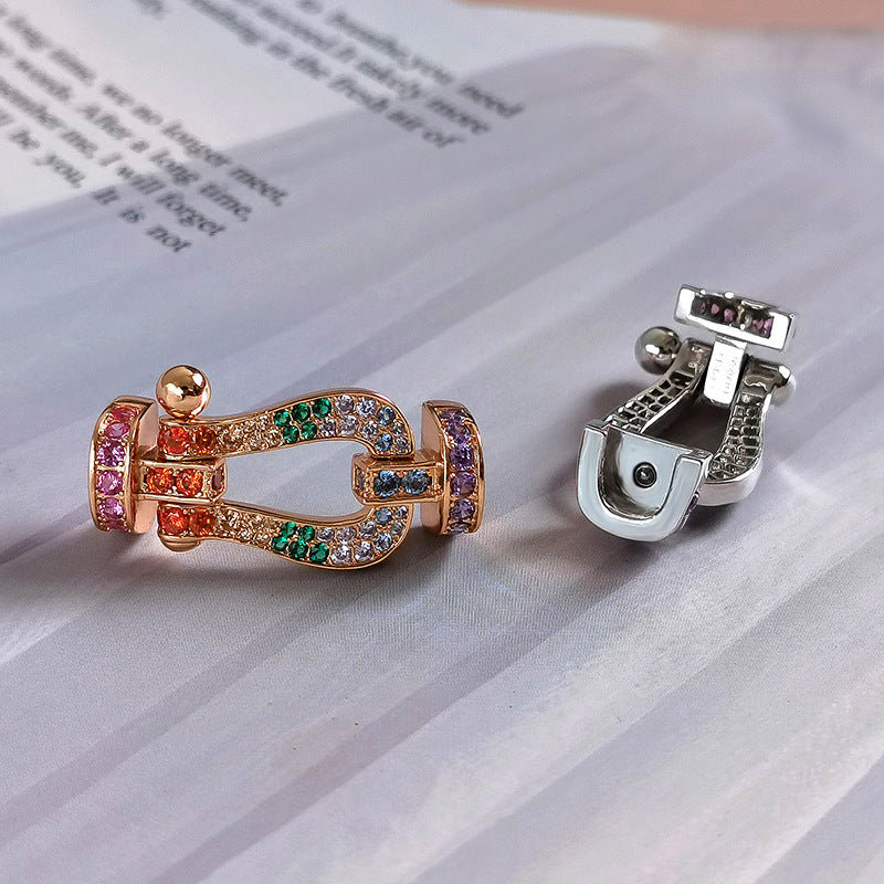 [BLUE TEARS]FORC LARGE HORSESHOE  COLORED DIAMOND BRACELET SILVER