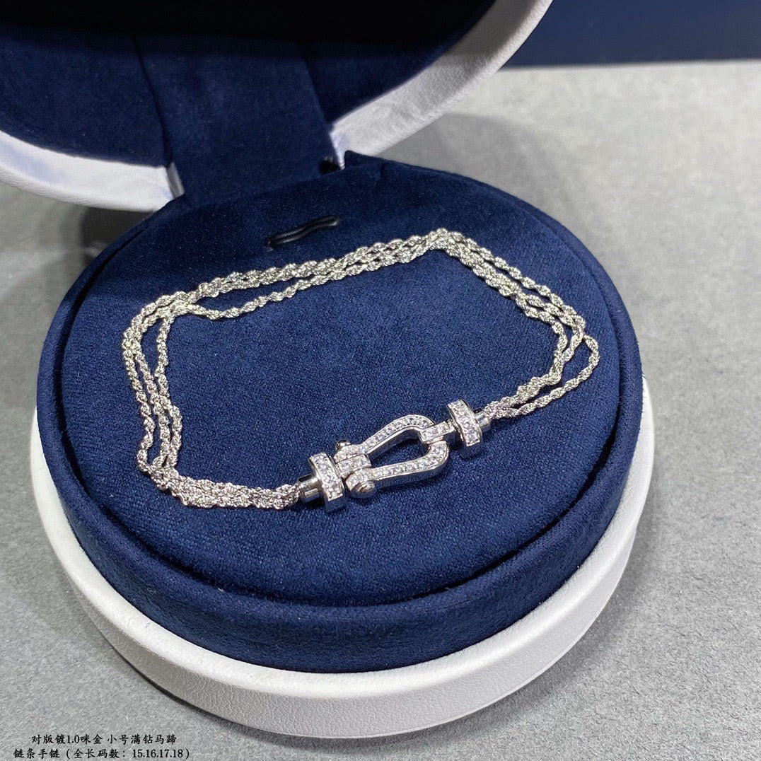[BLUE TEARS]FORCE SMALL HORSESHOE  DIAMOND CHAIN ROPE BRACELET