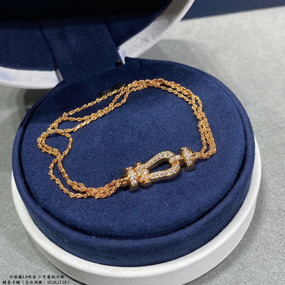 [BLUE TEARS]FORCE SMALL HORSESHOE  DIAMOND CHAIN ROPE BRACELET