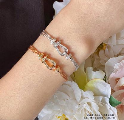 [BLUE TEARS]FORCE SMALL HORSESHOE  DIAMOND CHAIN ROPE BRACELET