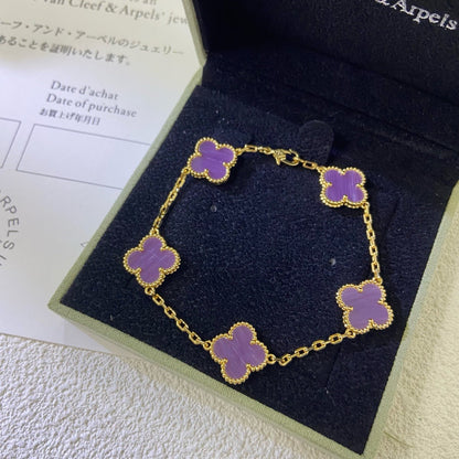 [BLUE TEARS]CLOVER  5 MOTIFS  PURPLE VIOLET BRACELET