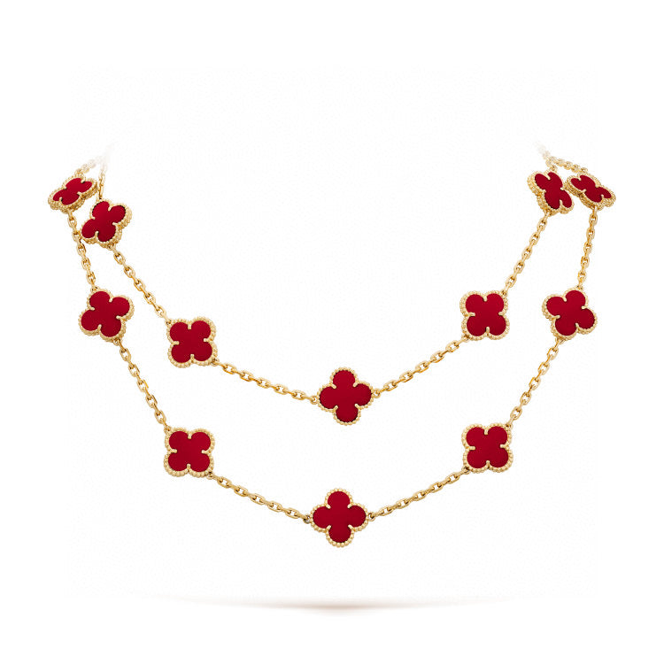 [BLUE TEARS]CLOVER 20 MOTIFS CARNELIAN NECKLACE