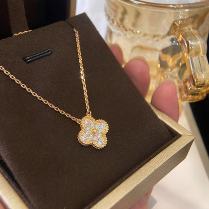 [BLUE TEARS]CLOVER 15MM DIAMOND SINGLE FLOWER NECKLACE