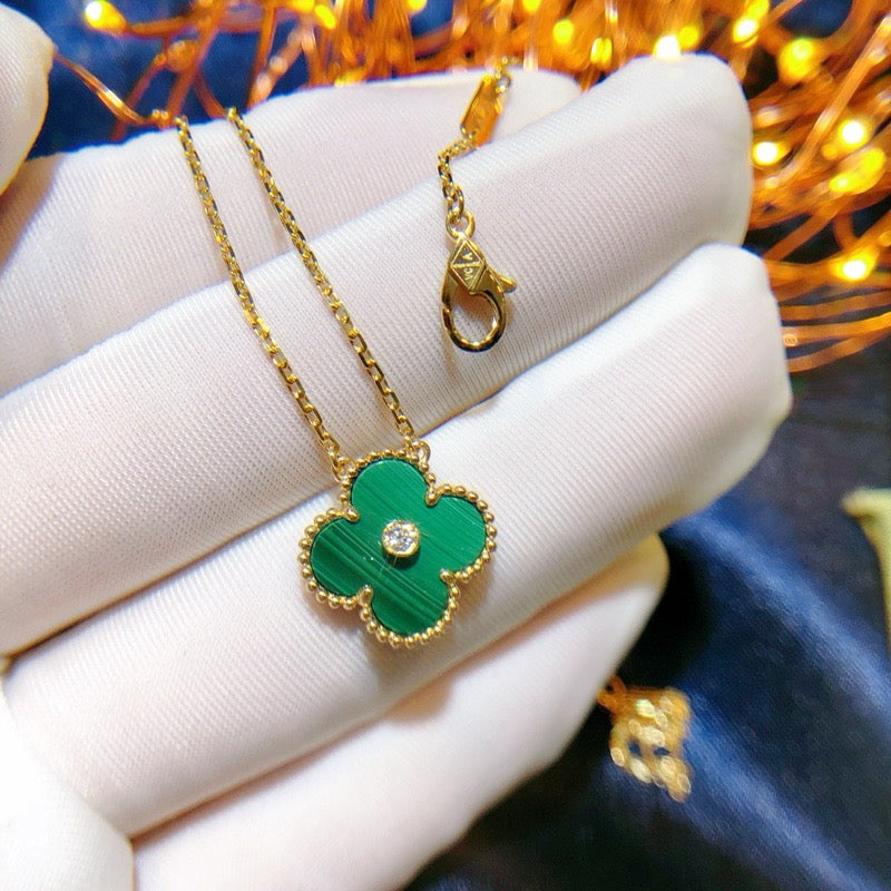 [BLUE TEARS]CLOVER 15MM DIAMOND TURQUOISE NECKLACE
