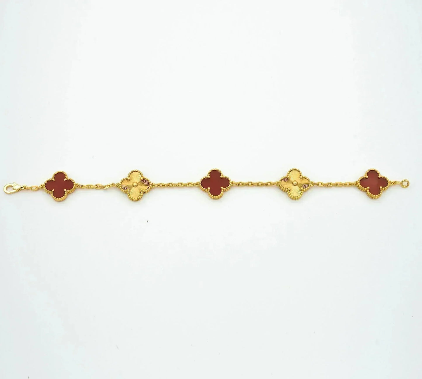 [BLUE TEARS]CLOVER  5 MOTIFS CARNELIAN GOLD BRACELET