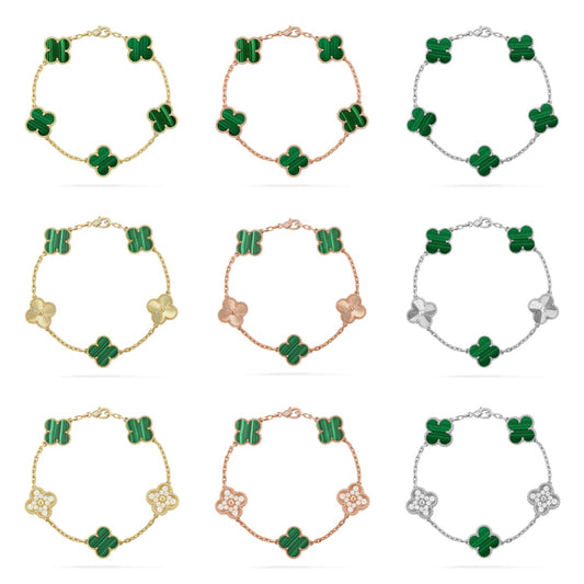 [BLUE TEARS] CLOVER 5 MOTIF MALACHITE BRACELET COLLECTION