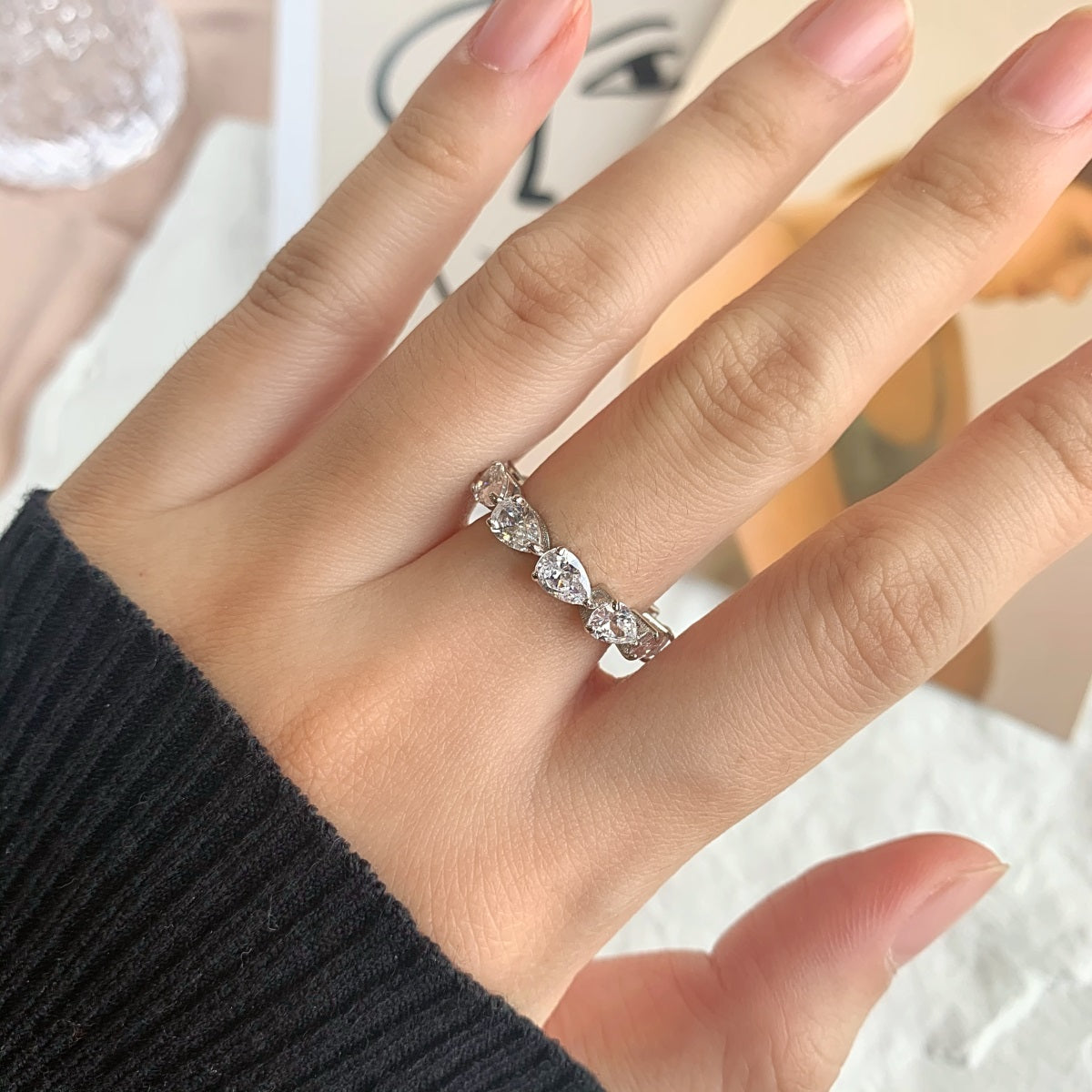 [Nova Jewelry]Exquisite Pear Cut Tennis Ring