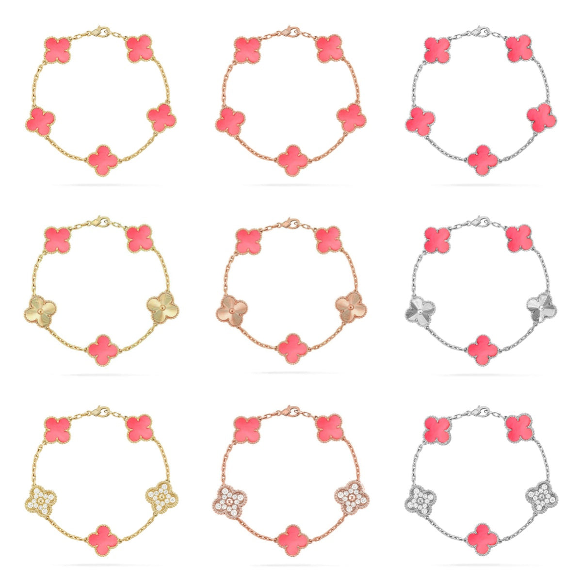 [BLUE TEARS] CLOVER 5 MOTIFS  PINK MOP BRACELET COLLECTION