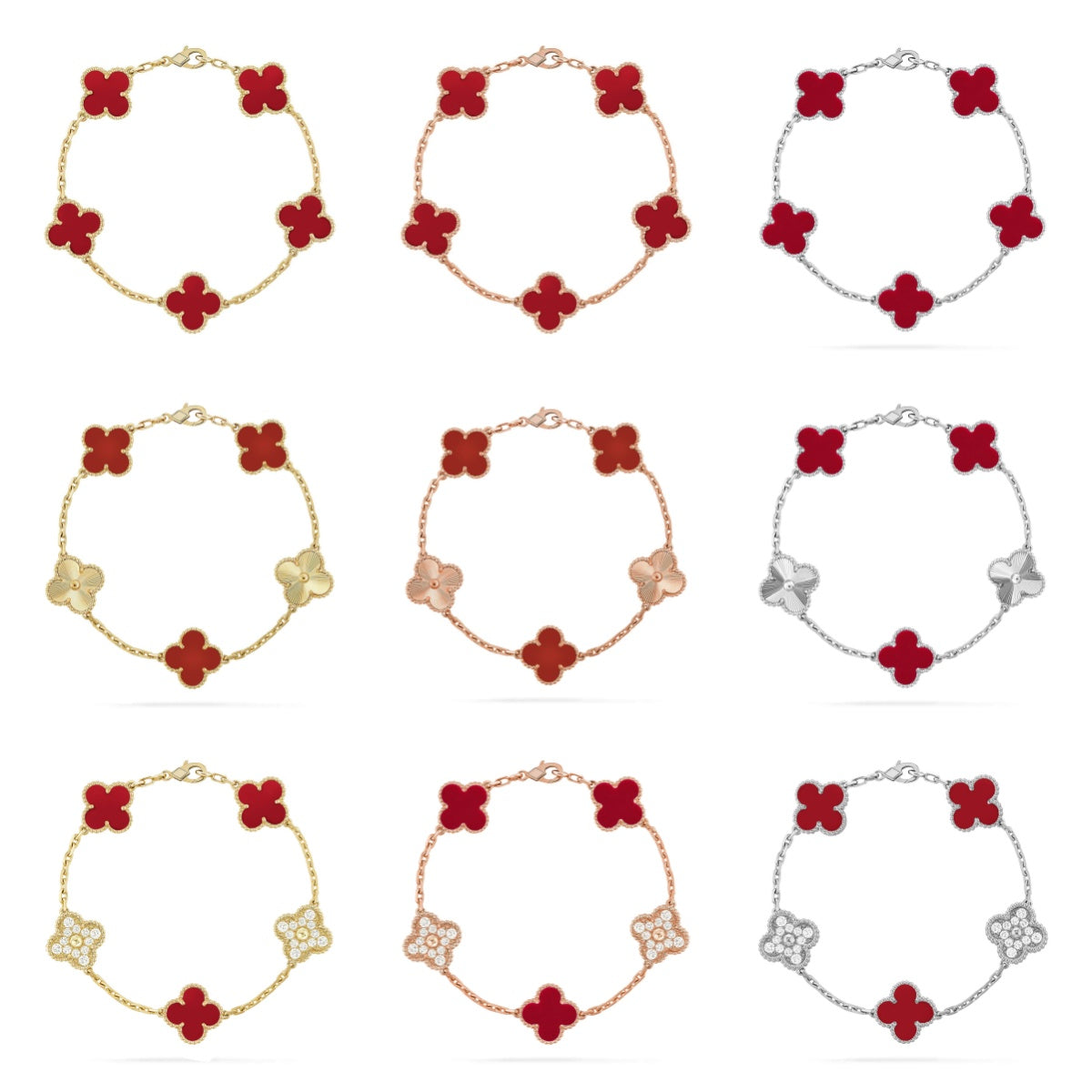 [BLUE TEARS]CLOVER WHITE PEARL MOP 5 MOTIF BRACELET COLLECTION