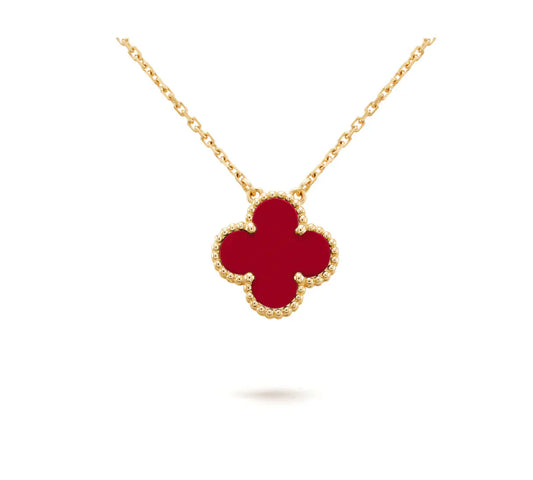 [BLUE TEARS]CLOVER 15MM CARNELIAN SINGLE FLOWER NECKLACE