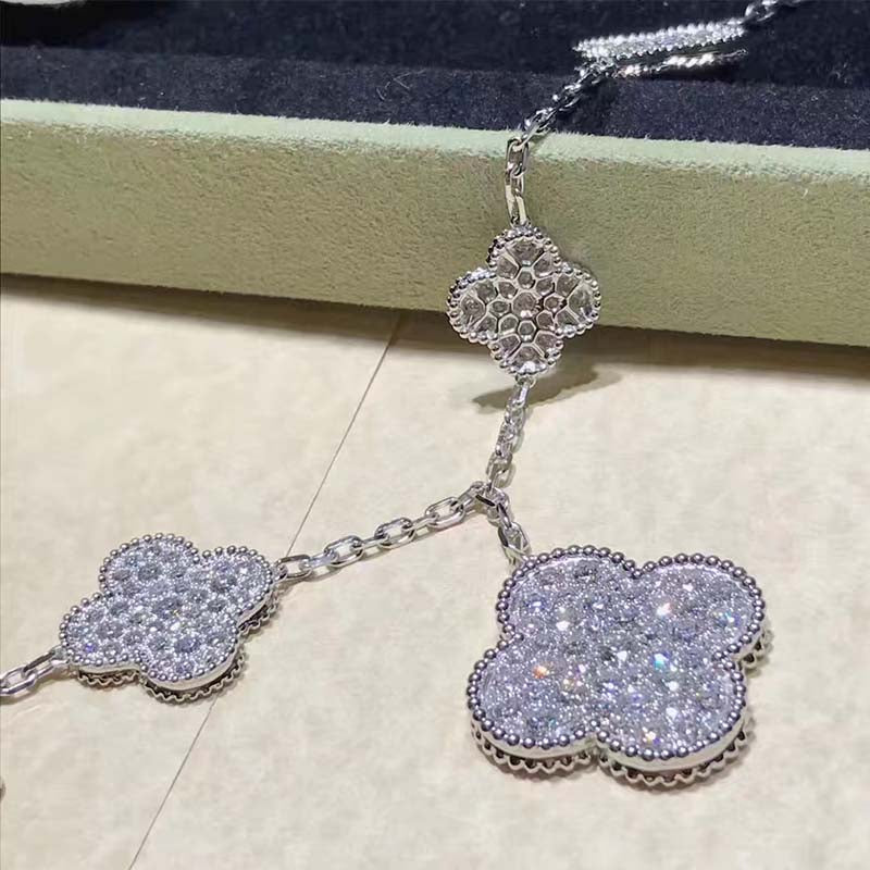 [BLUE TEARS]CLOVER 6 MOTIFS SILVER DIAMOND BRACELET