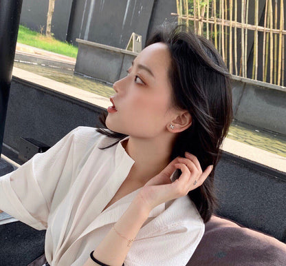 [BLUE TEARS]JEUX DE WHITE MOP PINK GOLD DIAMOND EARRINGS