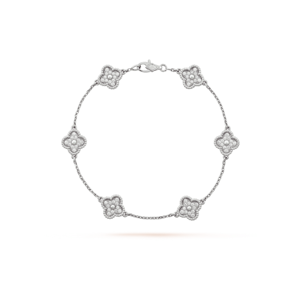 [BLUE TEARS]CLOVER 6 MOTIF SILVER DIAMOND BRACELET