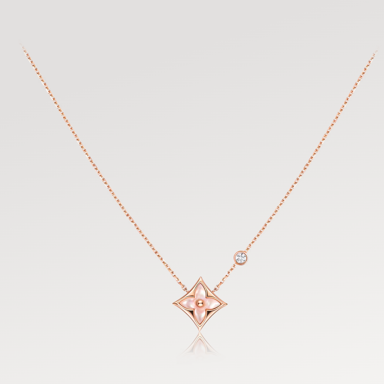 [BLUE TEARS]STAR PINK MOP 1 DIAMOND PINK GOLD NECKLACE
