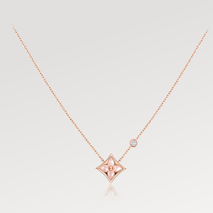 [BLUE TEARS]STAR PINK MOP 1 DIAMOND PINK GOLD NECKLACE