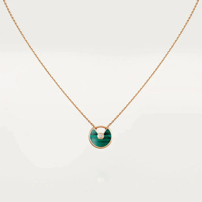 [BLUE TEARS]AMULETTE ROSE GOLD MALACHITE NECKLACE