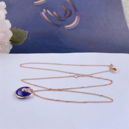 [BLUE TEARS]AMULETTE ROSE GOLD AGATE NECKLACE