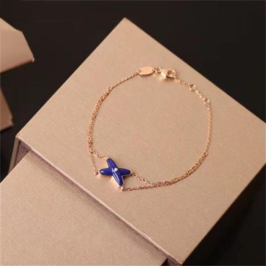 [BLUE TEARS]Hollow Design Four-Leaf Clover Flower Shape  Bracelet