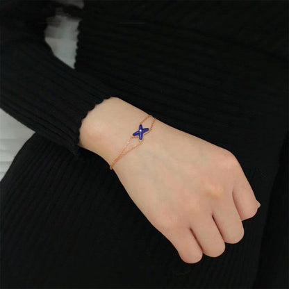 [BLUE TEARS]Hollow Design Four-Leaf Clover Flower Shape  Bracelet