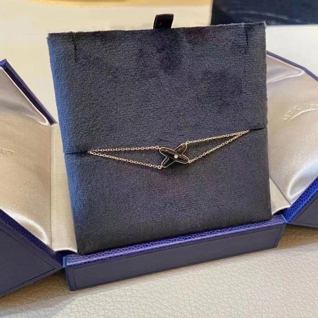 [BLUE TEARS]JEUX BRACELET ONYX PINK GOLD 1 DIAMOND