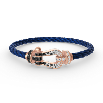 [BLUE TEARS]FORCE LARGE HORSESHOE BLACK WHITE DIAMOND BRACELET ROSE GOLD