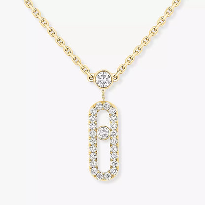 [Blue Tears Jewelry]2 Rows Rose Gold Diamond Pave_ Necklace Move Uno