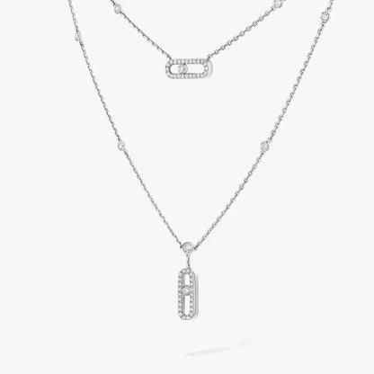 [Blue Tears Jewelry]2 Rows Rose Gold Diamond Pave_ Necklace Move Uno
