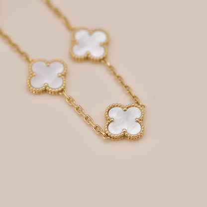 [BLUE TEARS]CLOVER  5 MOTIF WHITE MOP BRACELET