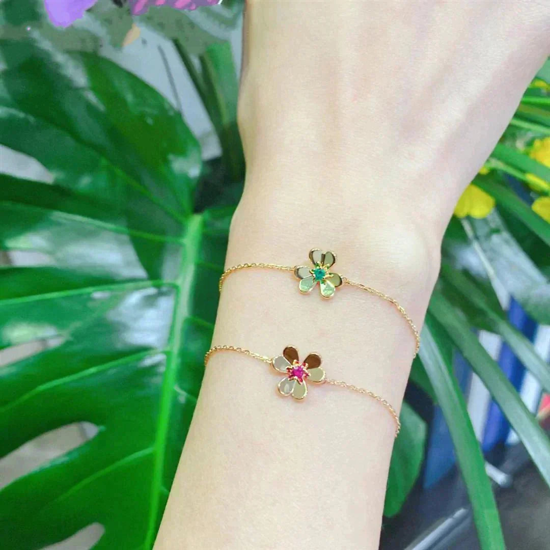 [BLUE TEARS]FRIVOLE GOLD FLOWER PINK MALACHITE BRACELET