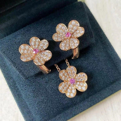 [BLUE TEARS]FRIVOLE PINK GOLD FLOWER DIAMOND EARRINGS