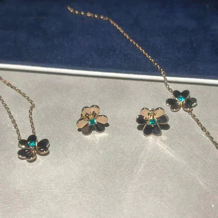 [BLUE TEARS]FRIVOLE  FLOWER MALACHITE EARRINGS