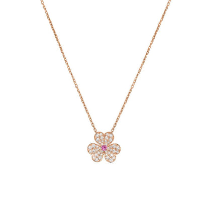 [BLUE TEARS]FRIVOLE ROSE GOLD FLOWER DIAMOND NECKLACE