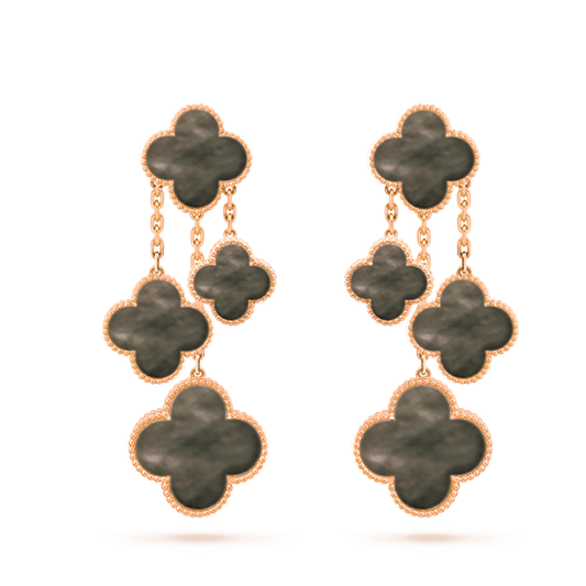 [BLUE TEARS]CLOVER EARRINGS DARK MOP 4 MOTIFS ROSE GOLD