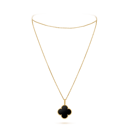 [BLUE TEARS]CLOVER 25MM GOLD ONYX BIG CLOVER NECKLACE