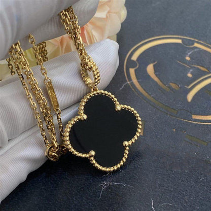 [BLUE TEARS]CLOVER 25MM GOLD ONYX BIG CLOVER NECKLACE