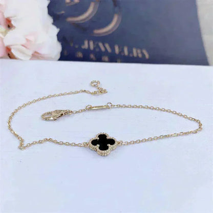 [BLUE TEARS]CLOVER ONYX SINGLE FLOWER BRACELET