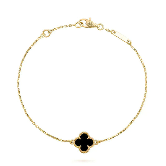 [BLUE TEARS]CLOVER ONYX SINGLE FLOWER BRACELET