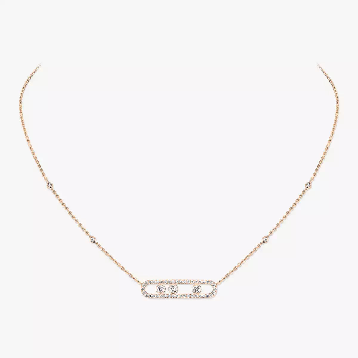 [Blue Tears Jewelry] Move Pave_ Rose Gold Diamond Necklace