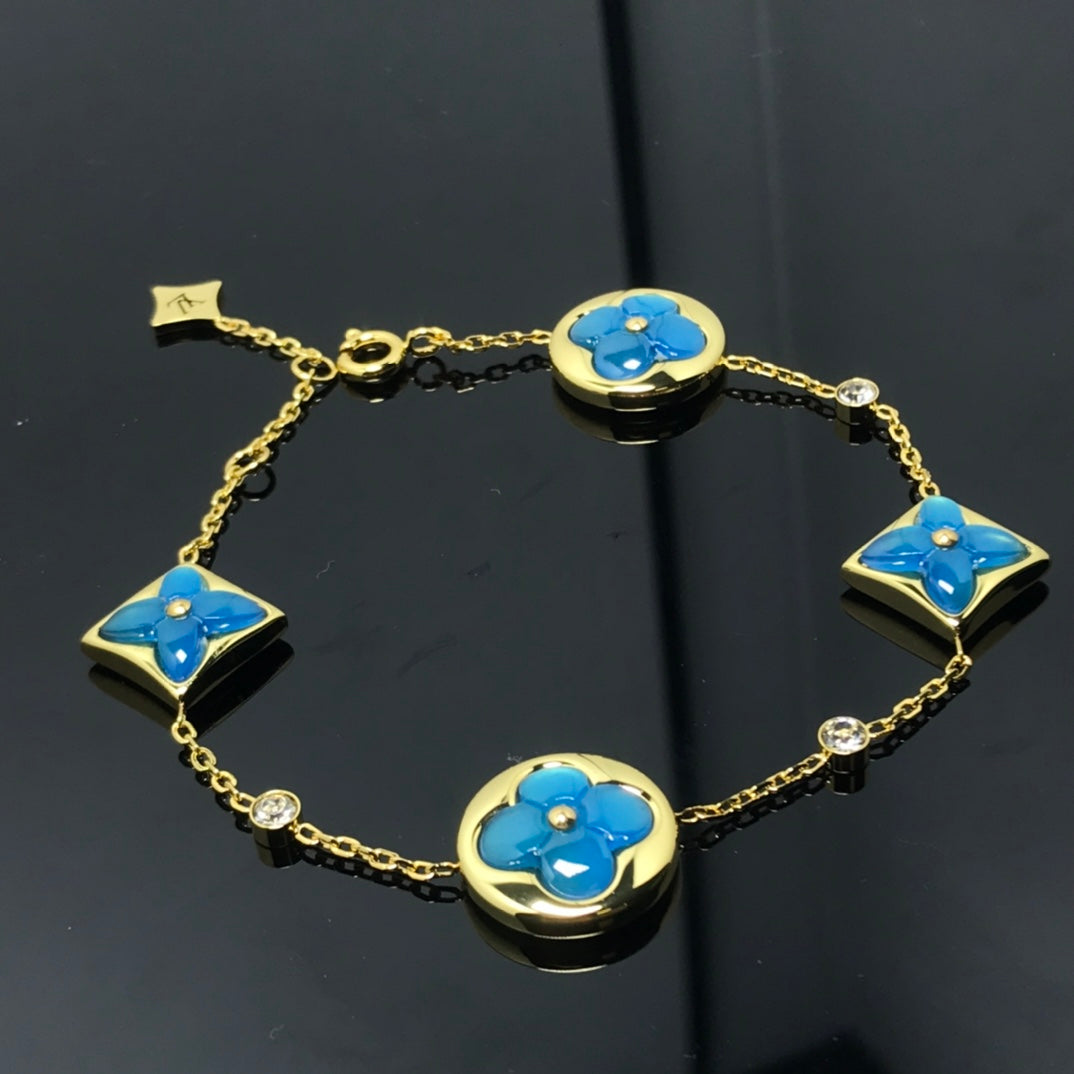 [BLUE TEARS]STAR AND SUN 4 MOTIF BLUE BRACELET