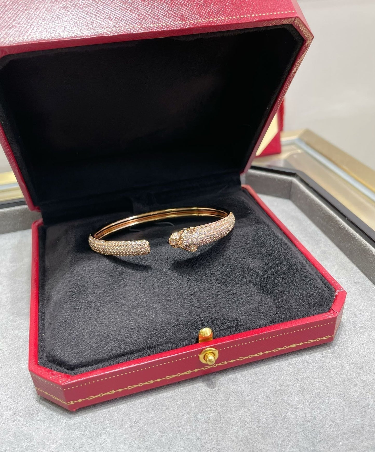 [BLUE TEARS]PANTHERE FULL DIAMOND OPEN BRACELET